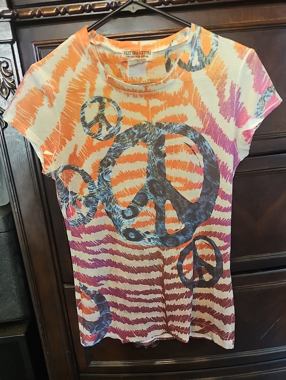 Orange & Pink Peace Sign Tie-Dye Tee